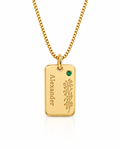 Personalized Birth Flower Necklace with Custom Name & Stone