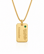 Personalized Birth Flower Necklace with Custom Name & Stone