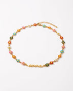Personalized Daisy Flower Name Necklace - Colorful Gold Choker
