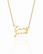 Personalized Double Name Necklace with Heart - Custom Gold Jewelry