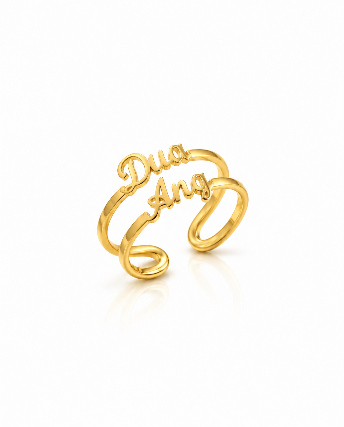 Personalized Double Name Ring - Custom Gold Jewelry Gift for Her