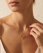 Personalized Engraved Heart Necklace with Birthstones in Gold
