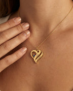 Personalized Engraved Heart Necklace with Birthstones in Gold