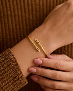 Personalized Engraved Name Cuff Bracelet in Gold