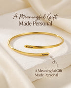 Personalized Engraved Name Cuff Bracelet in Gold