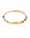 Personalized Evil Eye Bracelet with Custom Nameplate