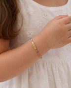 Personalized Evil Eye Bracelet with Custom Nameplate