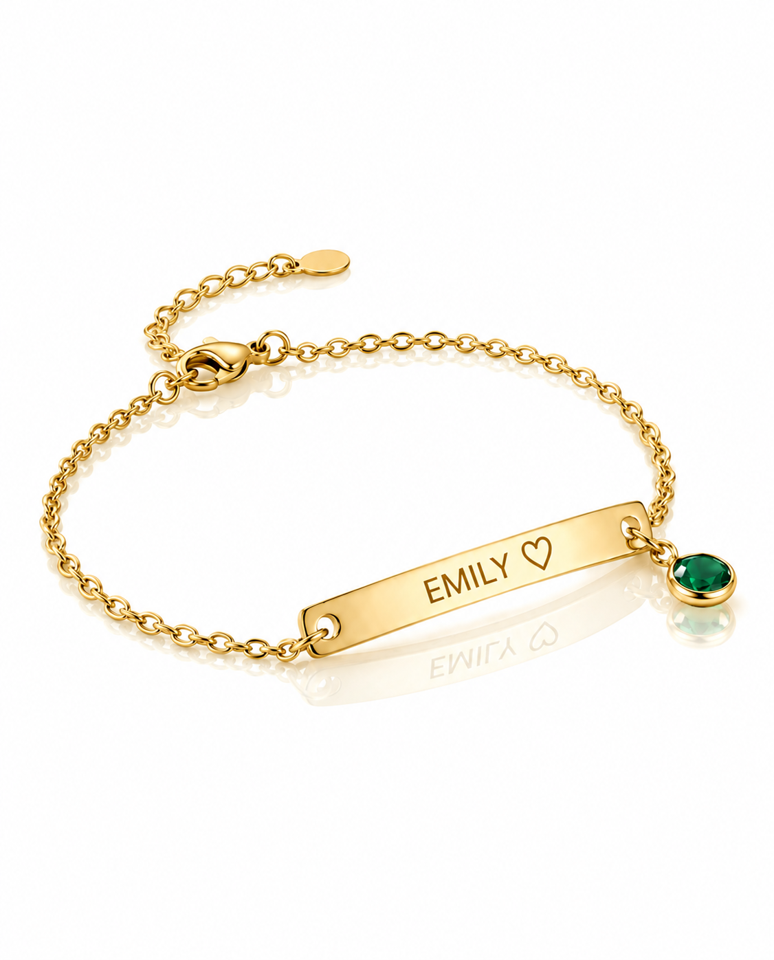 Personalized Gold Bar Bracelet with Birthstone - Engraved Name Jewelry