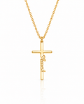 Personalized Gold Cross Necklace with Custom Name