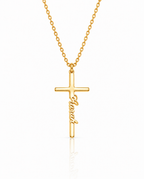 Personalized Gold Cross Necklace with Custom Name