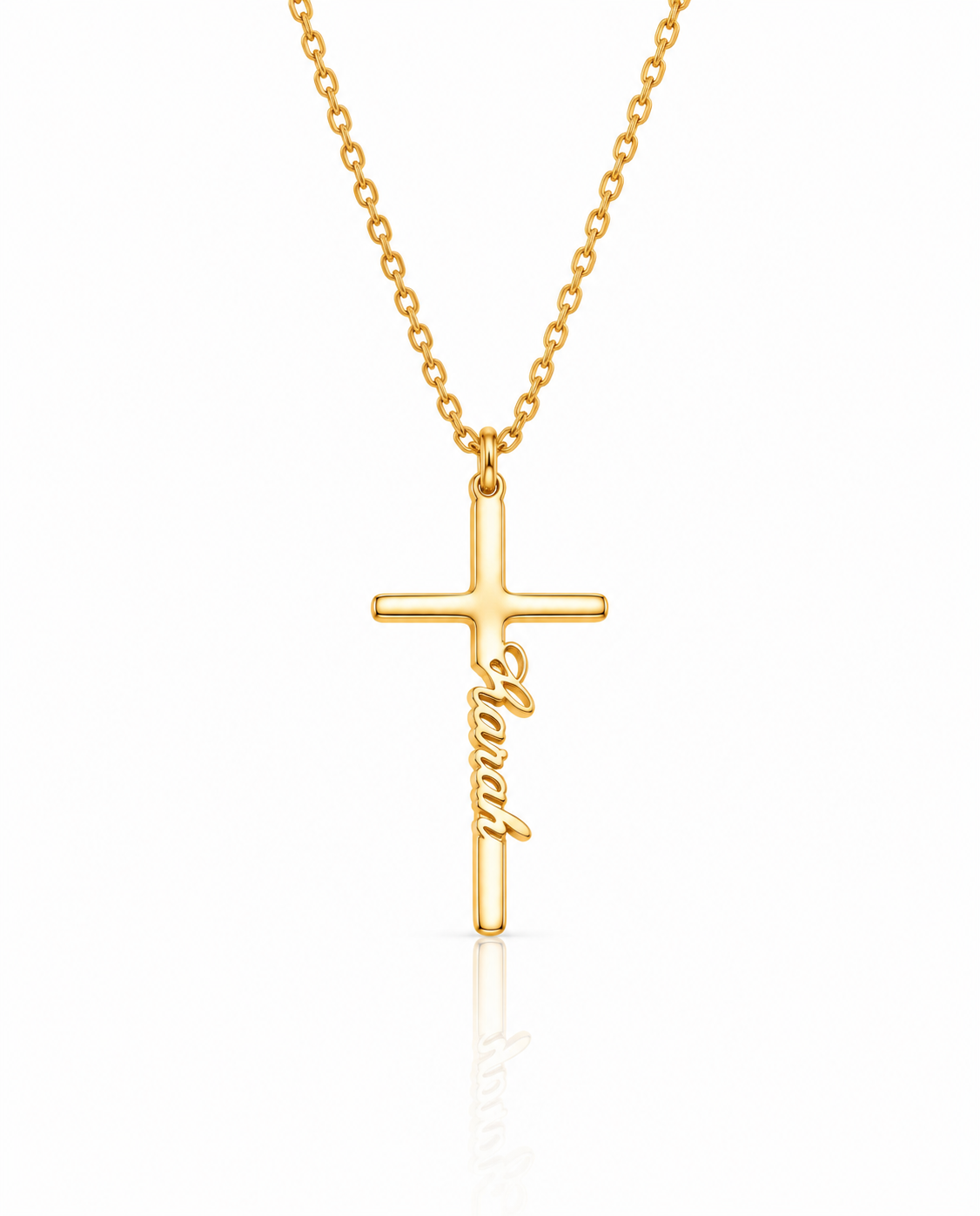 Personalized Gold Cross Necklace with Custom Name