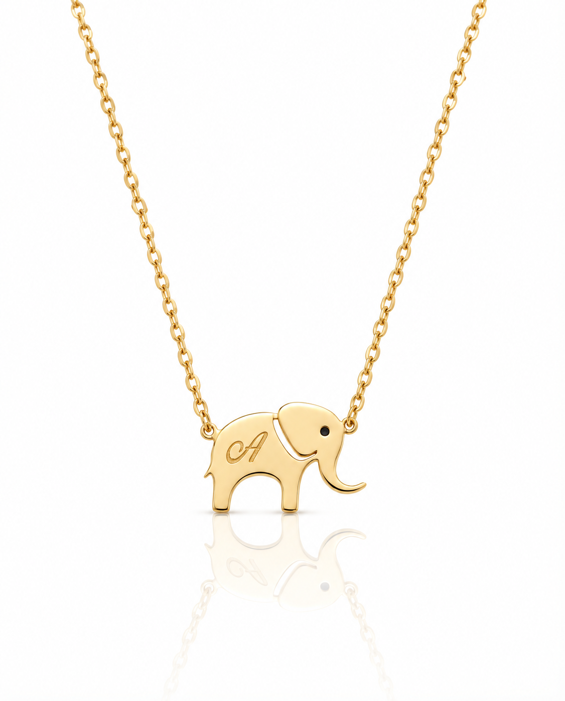 Personalized Gold Elephant Initial Necklace | Dainty Good Luck Charm