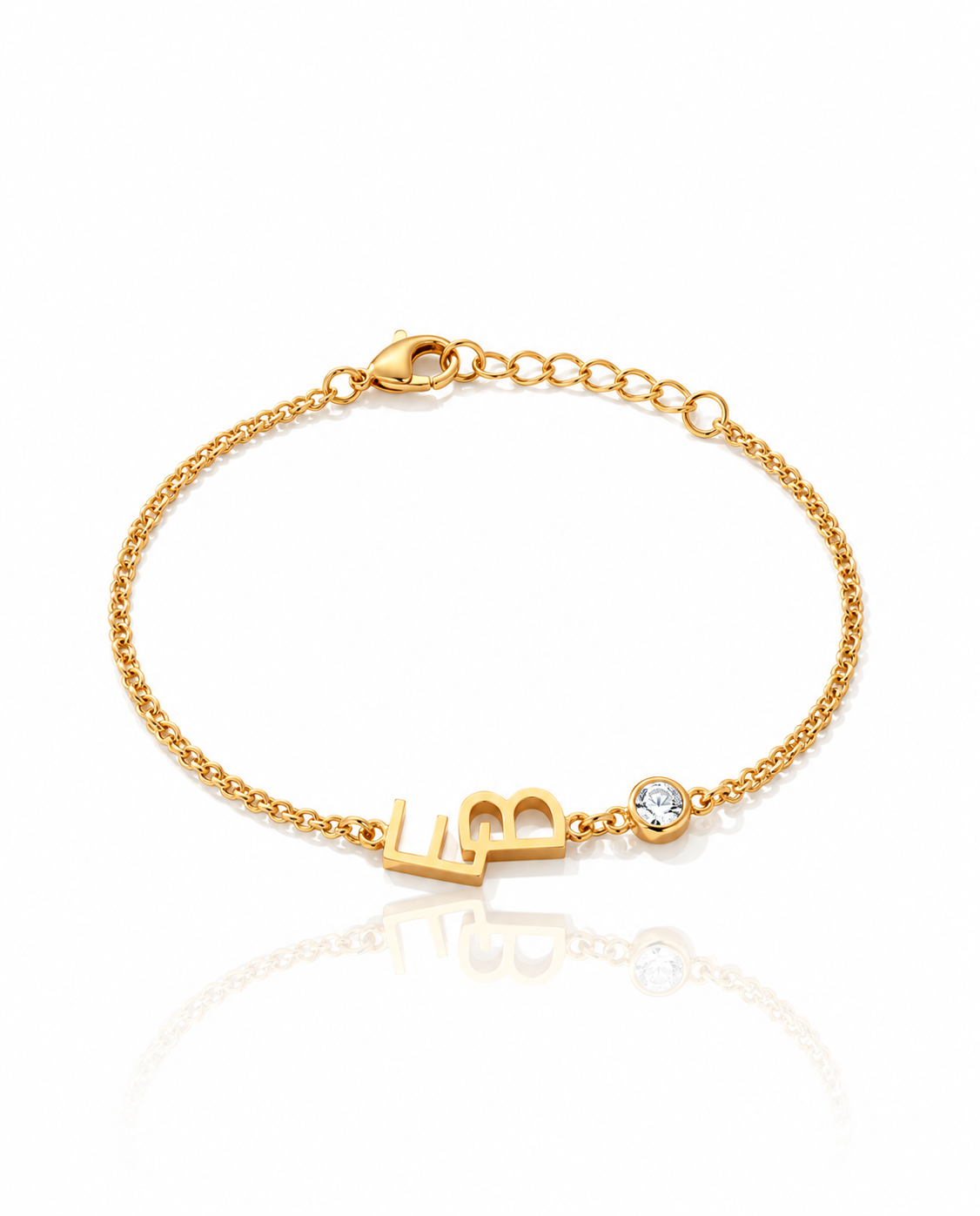 Personalized Gold Initial Bracelet with Diamond Accent