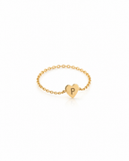 Personalized Gold Initial Heart Ring | Dainty Chain Ring