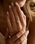 Personalized Gold Initial Heart Ring | Dainty Chain Ring