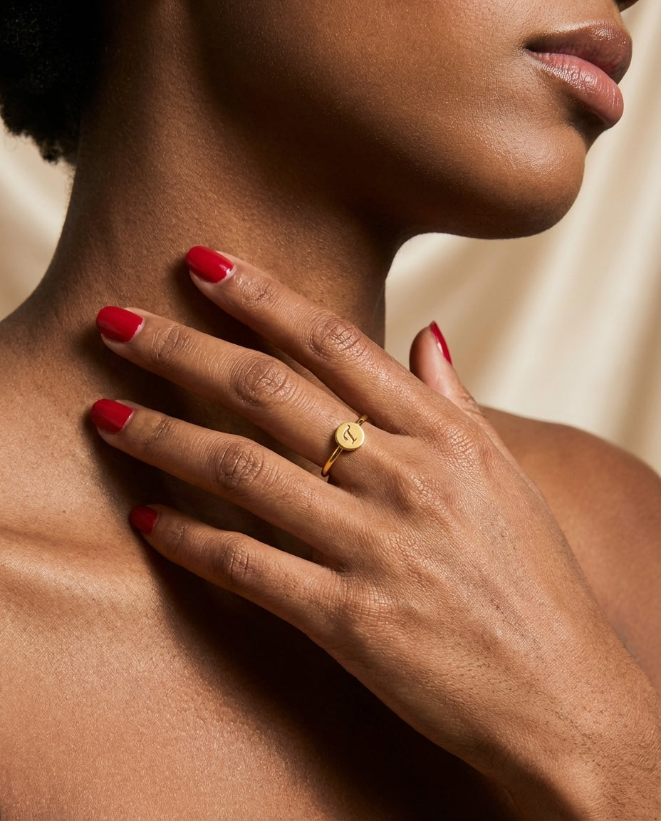 Personalized Gold Initial Signet Ring - Minimalist Elegance