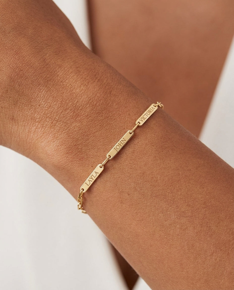 Personalized Gold Name Bar Bracelet | Custom Jewelry for Her