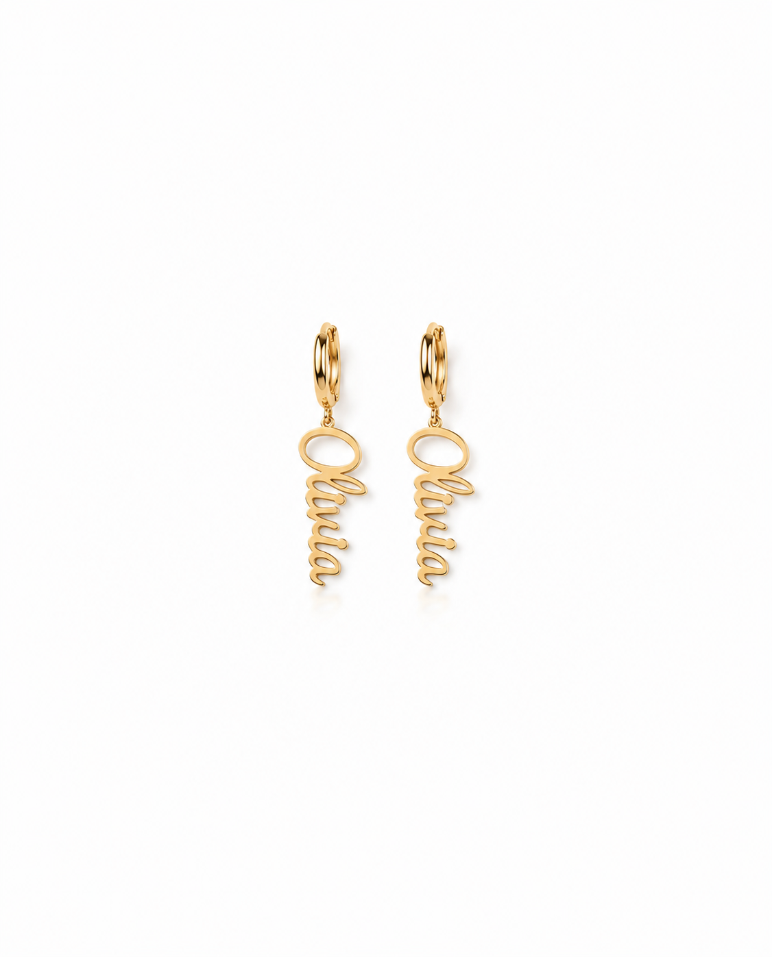 Personalized Gold Name Earring - Custom Dangle Hoop Jewelry