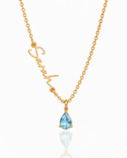Personalized Gold Name Necklace with Birthstone Charm