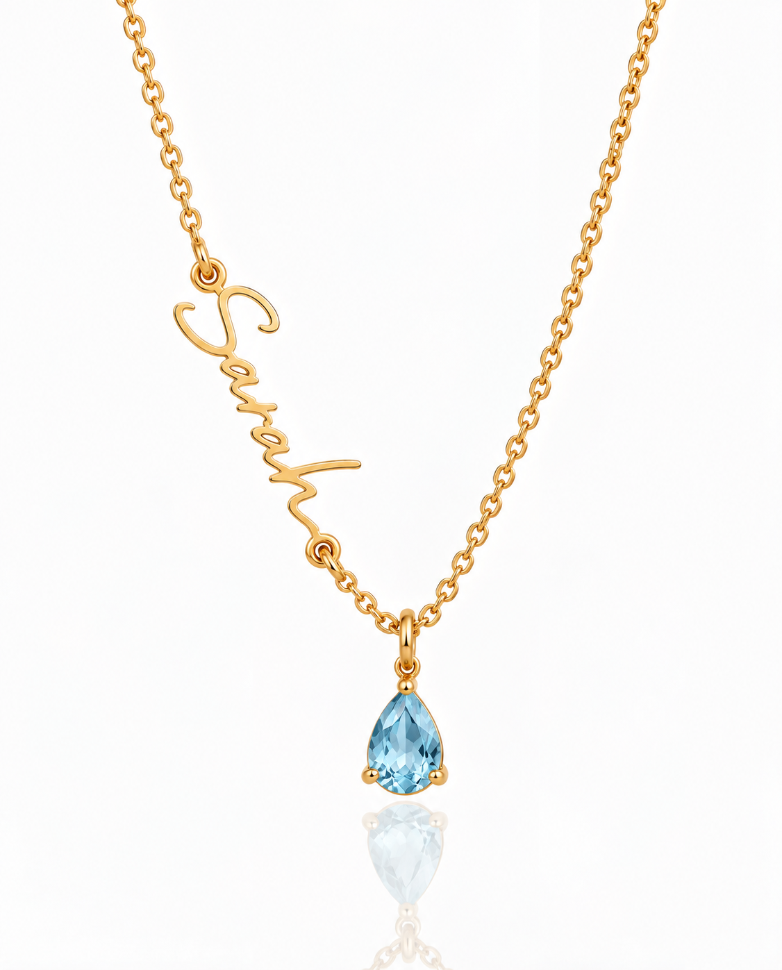 Personalized Gold Name Necklace with Birthstone Charm