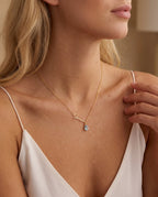 Personalized Gold Name Necklace with Birthstone Charm
