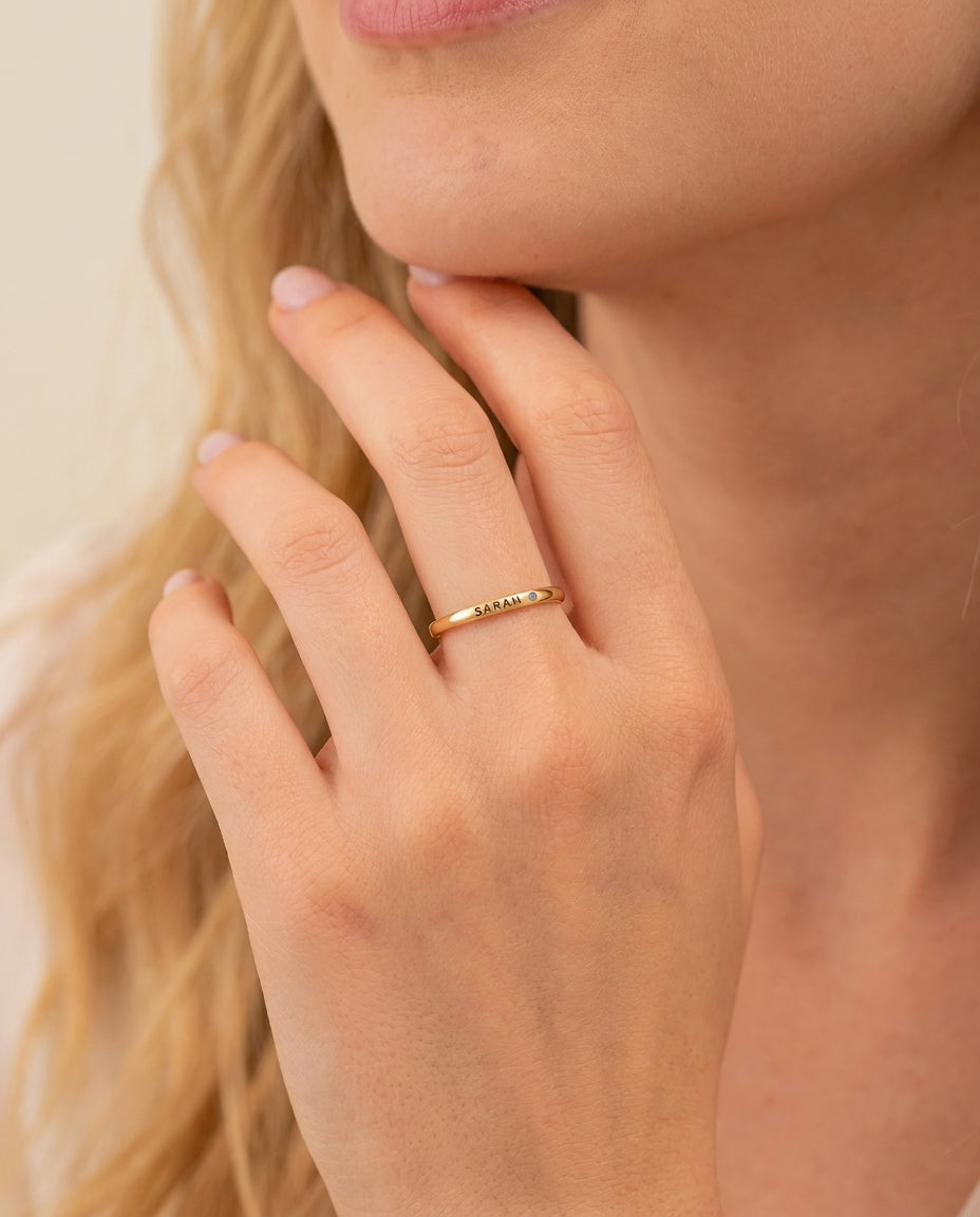 Personalized Name Ring with Birthstone