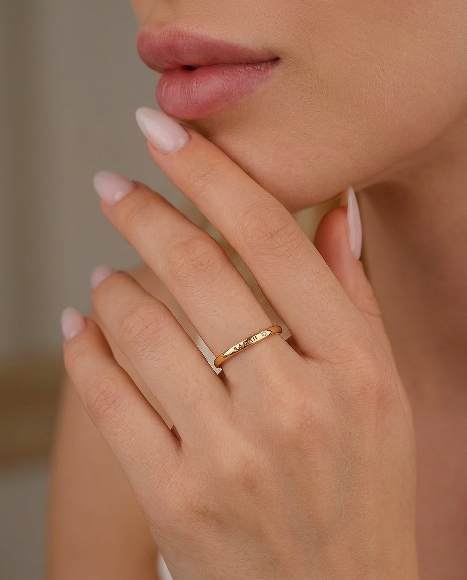 Personalized Name Ring with Birthstone