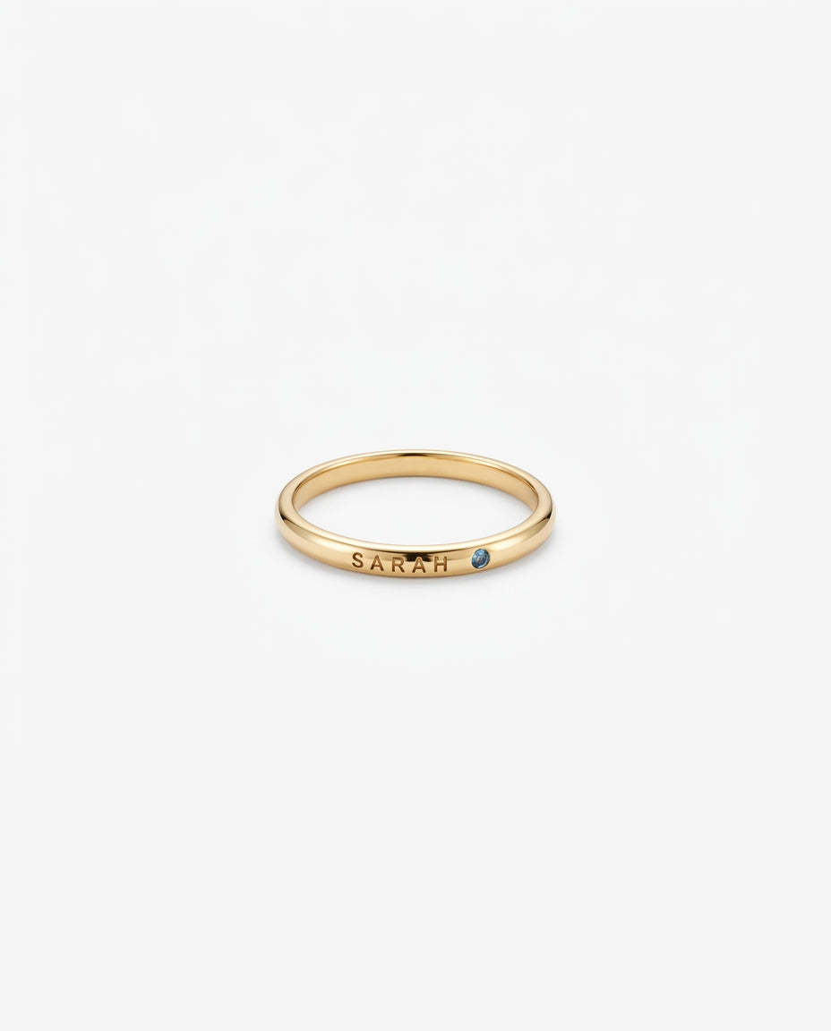 Personalized Name Ring with Birthstone