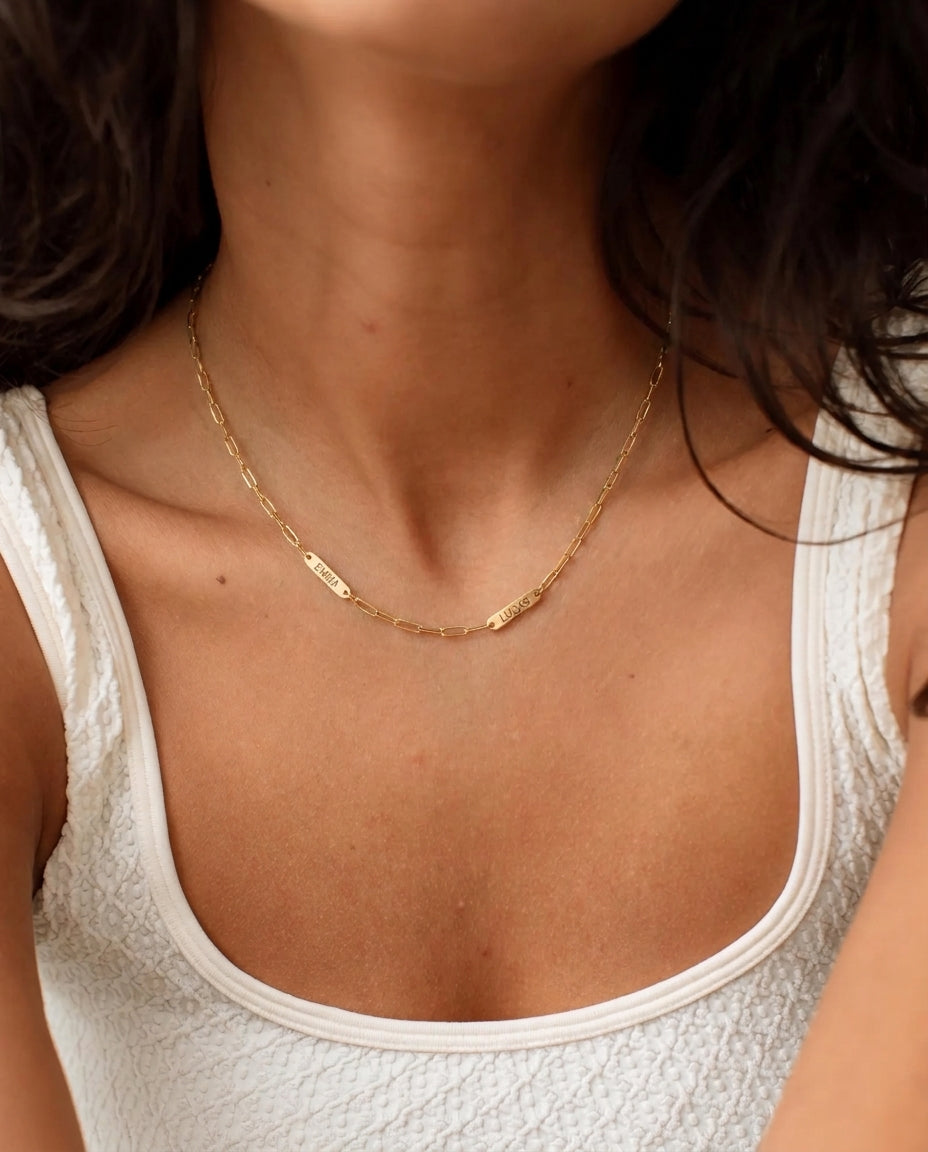 Personalized Gold Paperclip Name Necklace