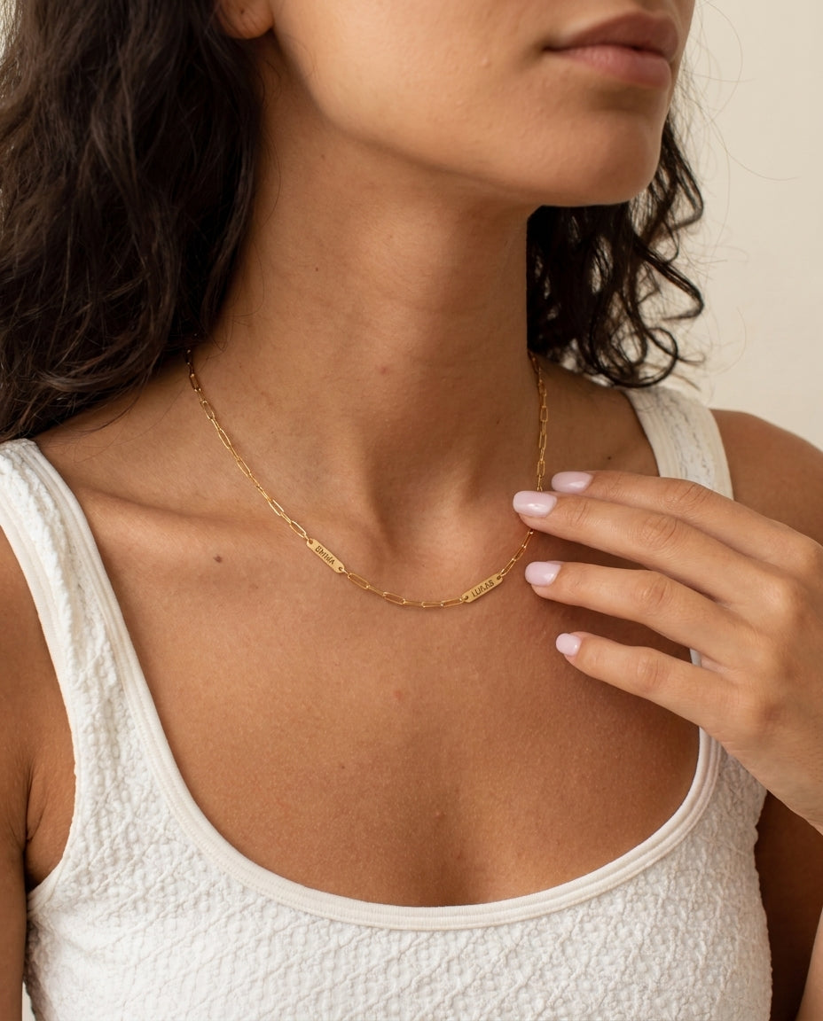Personalized Gold Paperclip Name Necklace