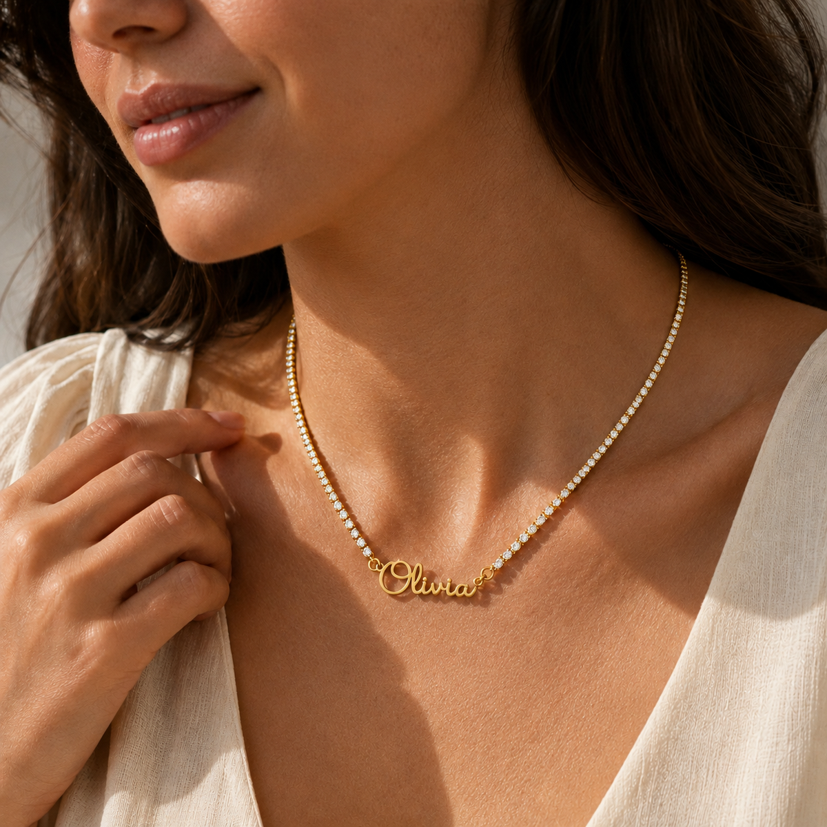 Personalized Gold Tennis Chain Name Necklace