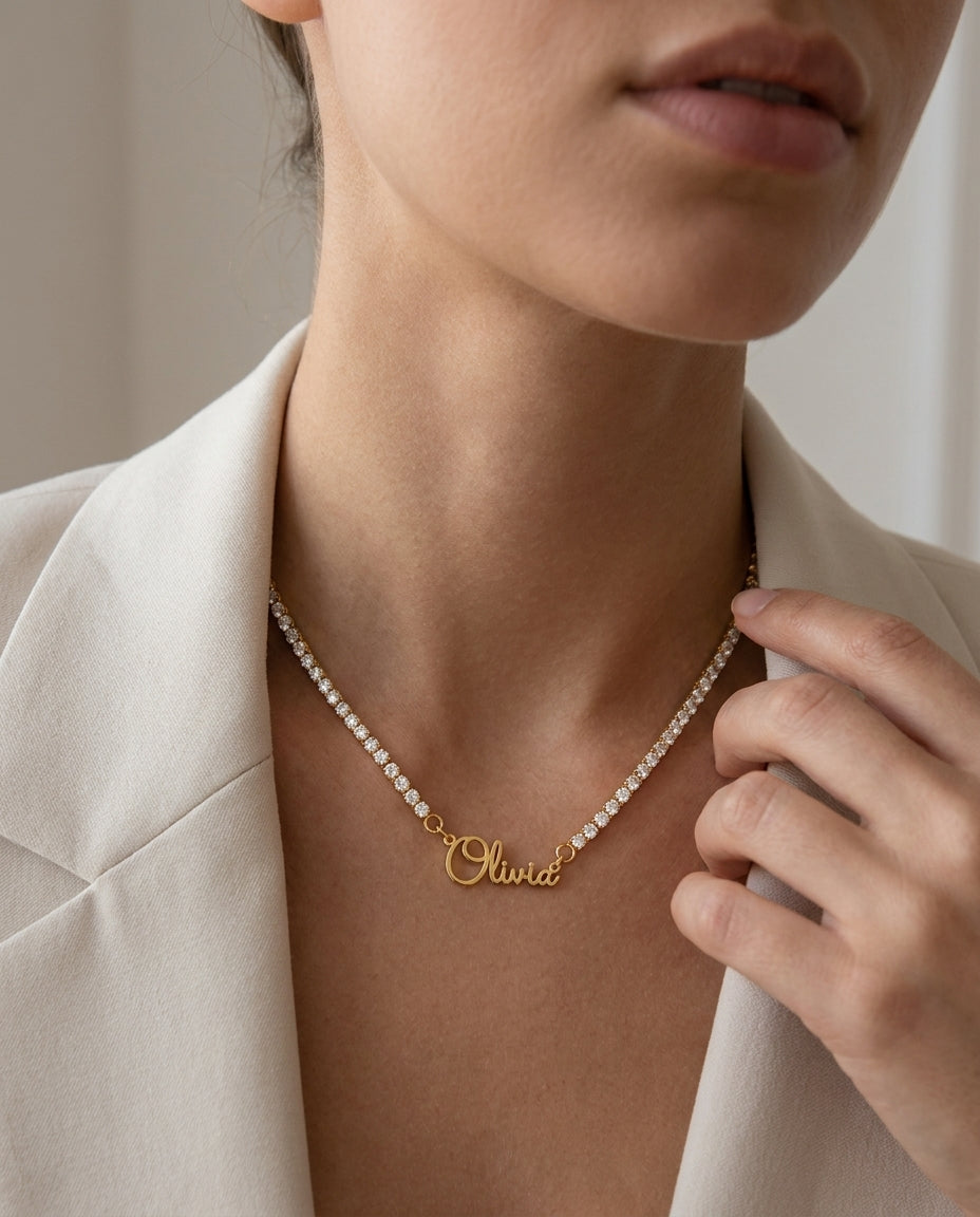Personalized Gold Tennis Chain Name Necklace