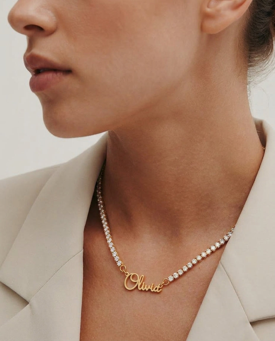 Personalized Gold Tennis Chain Name Necklace