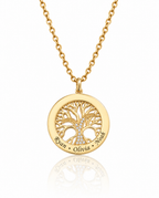Personalized Gold Tree of Life Family Name Necklace