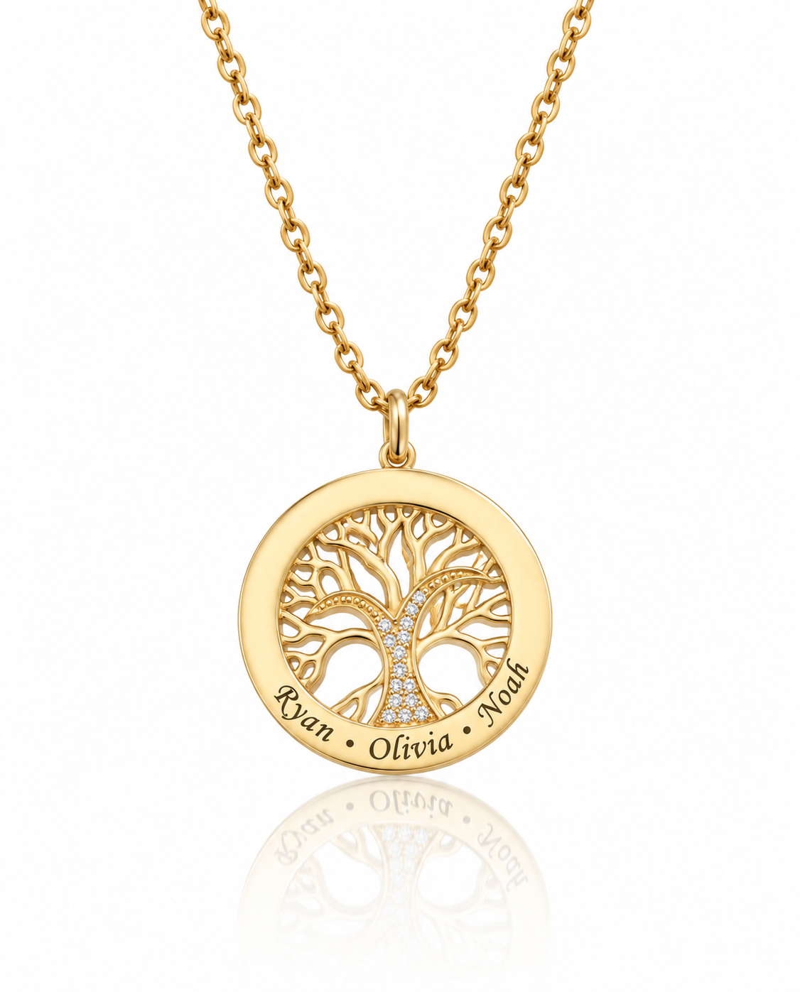 Personalized Gold Tree of Life Family Name Necklace
