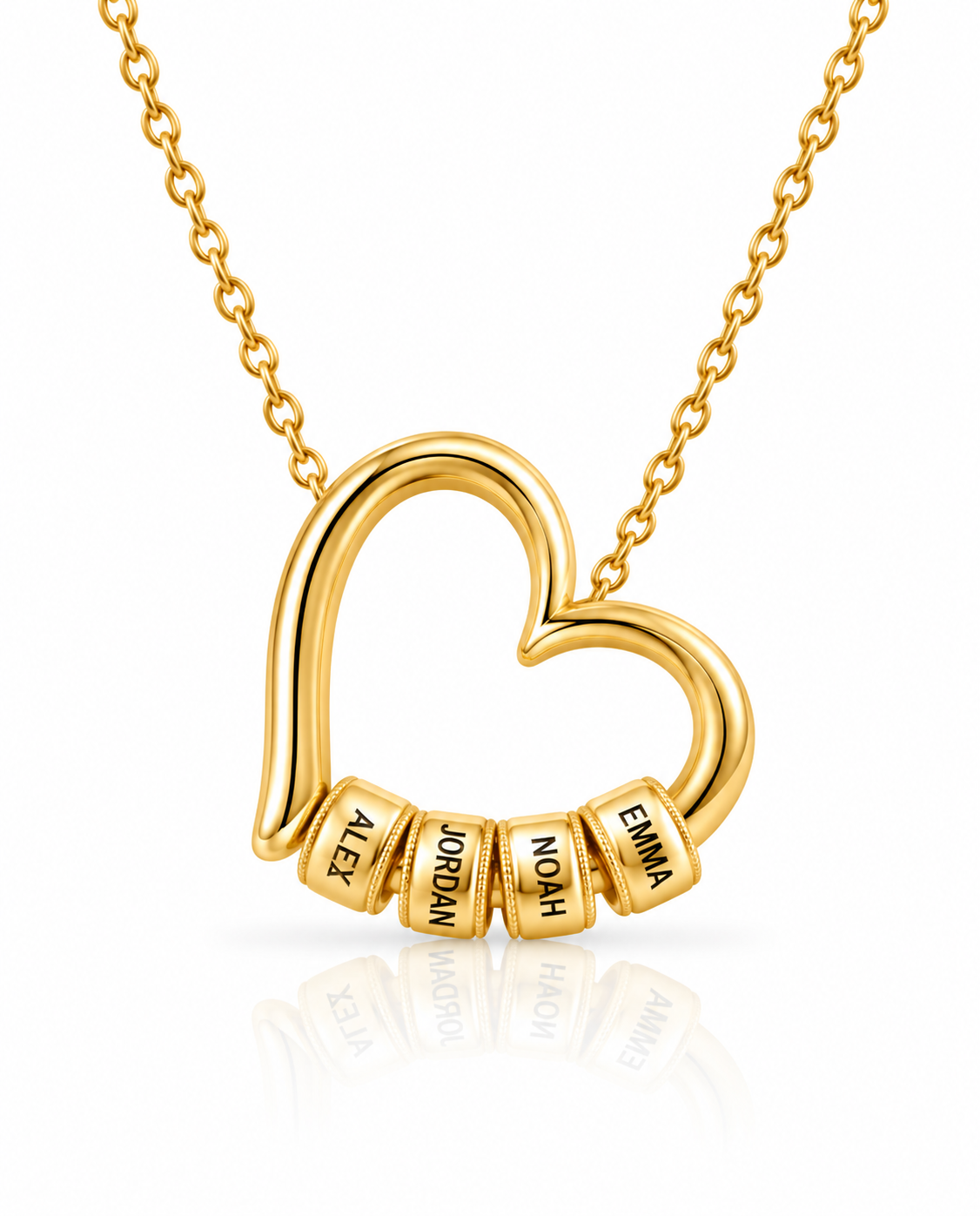 Personalized Heart Necklace with Custom Name Beads - Family Gift