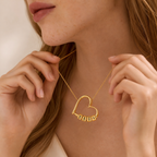 Personalized Heart Necklace with Custom Name Beads - Family Gift