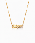 Personalized Name Necklace, Gothic Gold Name Necklace
