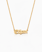 Personalized Name Necklace, Gothic Gold Name Necklace