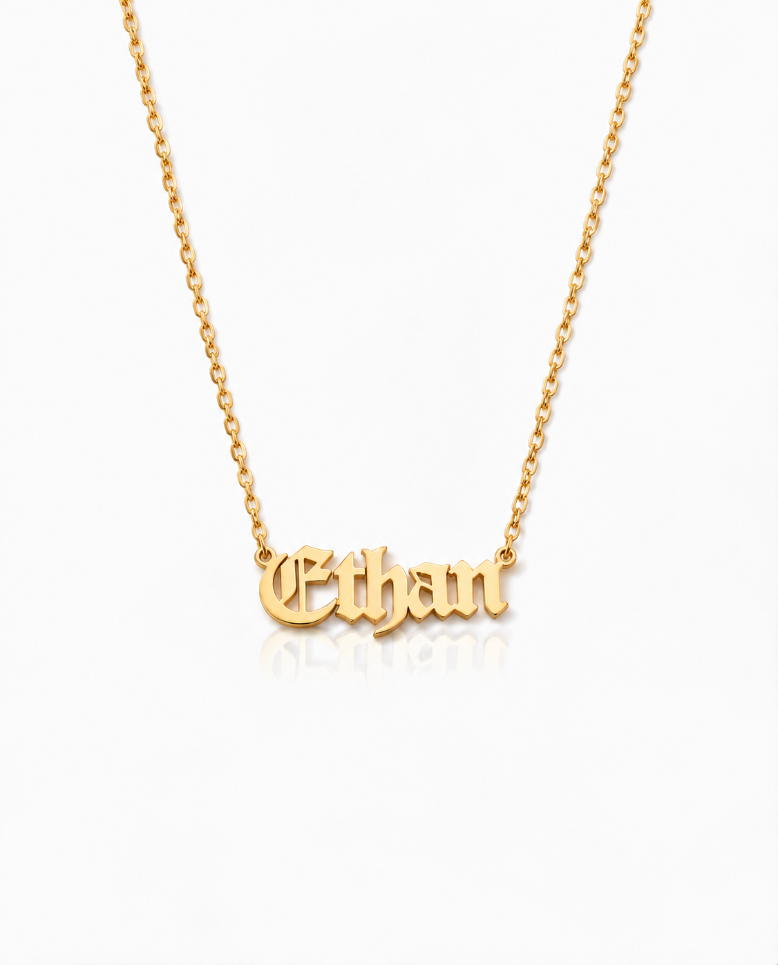 Personalized Name Necklace, Gothic Gold Name Necklace