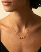 Personalized Name Necklace, Gothic Gold Name Necklace