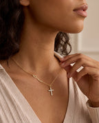 Personalized Name Necklace with Dainty Pavé Cross