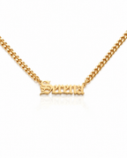 Personalized Old English Name Necklace - Gold Curb Chain