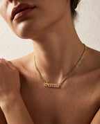 Personalized Old English Name Necklace - Gold Curb Chain