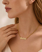 Personalized Old English Name Necklace - Gold Curb Chain