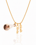 Personalized Photo Name Necklace with Birthstone in Gold