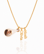 Personalized Photo Name Necklace with Birthstone in Gold