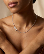 Personalized Sideways Initial 'S' Necklace in Silver