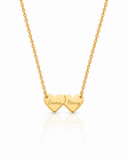 Personalized Two Heart Name Necklace in Gold