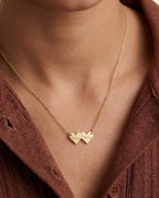 Personalized Two Heart Name Necklace in Gold